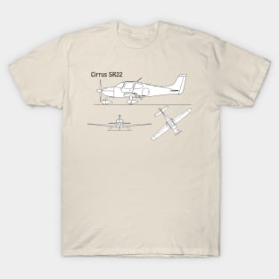 Cirrus SR22 - Airplane Blueprint - SBpng T-Shirt